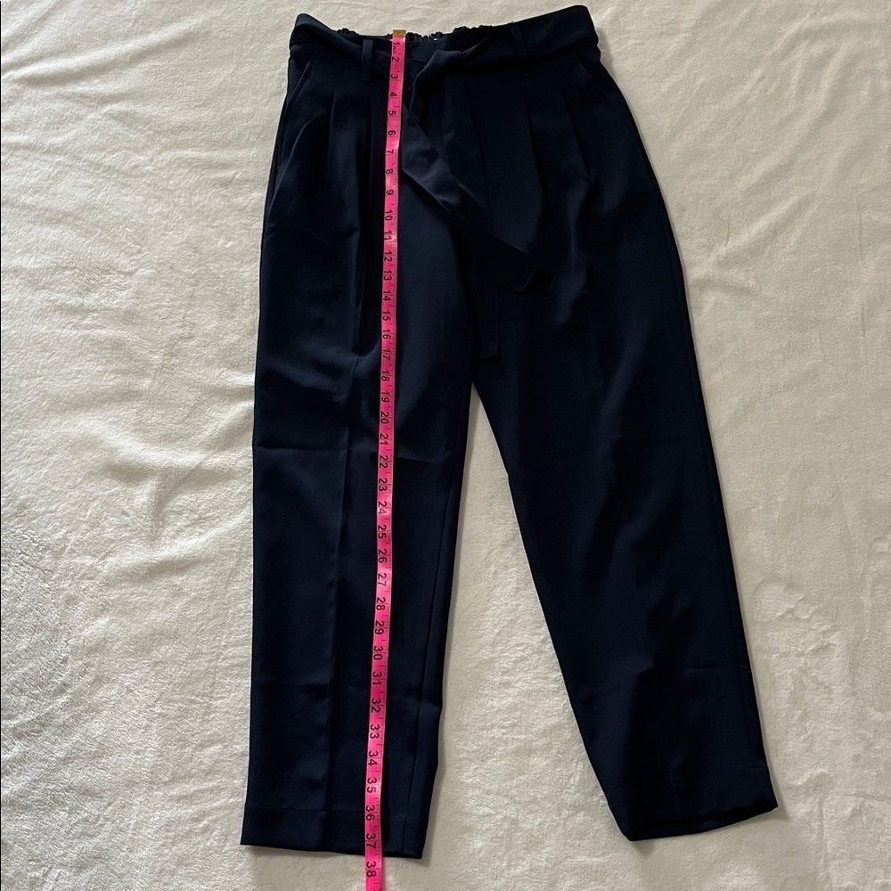 LOFT Navy Tie-Waist Trousers - Picture 3 of 10